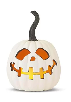Set Of 3 White Resin LED Flicker Flame Jack 'O Lanterns Decoration 7 Set Of 3 White Resin LED Flicker Flame Jack 'O Lanterns Decoration -Halloween Decoration Store set of 3 white led flicker flame jack o lanterns alt 3