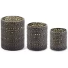 Set Of Three Black And Gold Glass Candle Holders