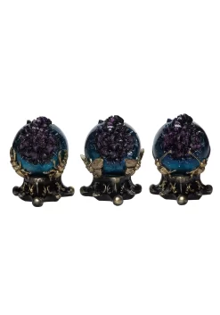 Set Of Three Celestial Spooky Geode Globes Decoration