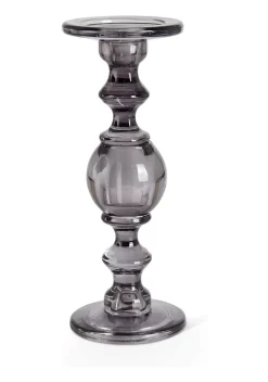 Gray Transparent Set Of 3 Glass Candleholders -Halloween Decoration Store set of three gray transparent glass candleholders alt 3