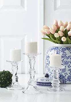 Pack Of 3 Short Glass Candleholders Decoration -Halloween Decoration Store set of three short glass candleholders alt 3