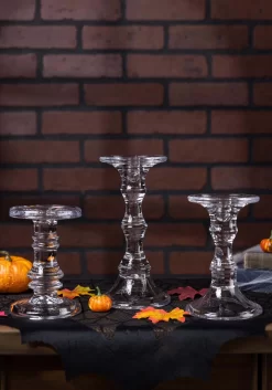Pack Of 3 Short Glass Candleholders Decoration -Halloween Decoration Store set of three short glass candleholders alt 5