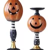 Set Of 2 Jack 'O Lantern Halloween Candleholders Decoration