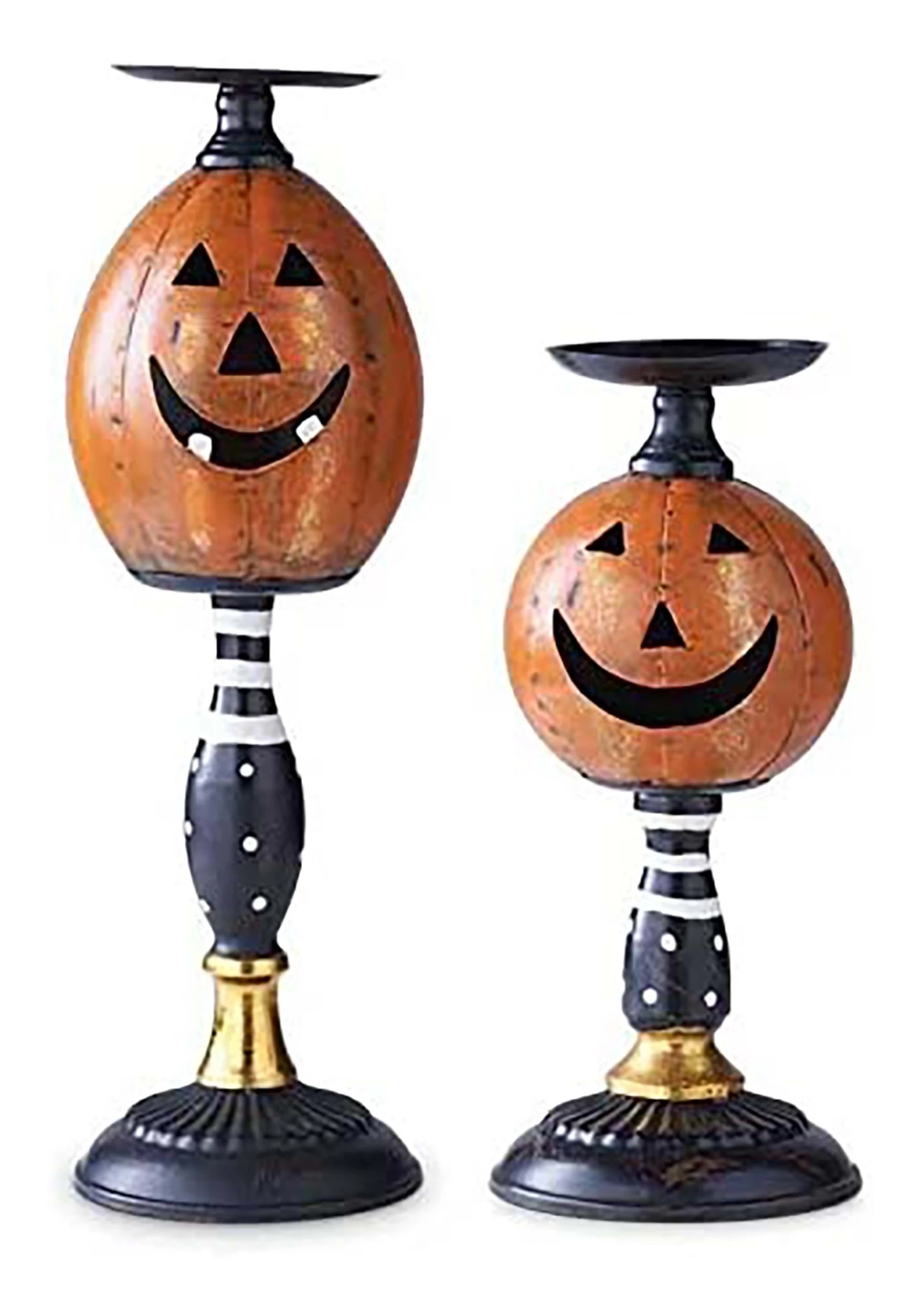 Set Of 2 Jack 'O Lantern Halloween Candleholders Decoration 1 Set Of 2 Jack 'O Lantern Halloween Candleholders Decoration