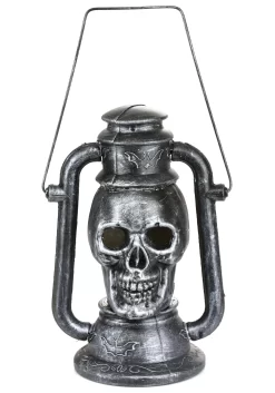 Silver Skull Lamp With 3 Color LED Light Up Eyes Decoration -Halloween Decoration Store silver skull lamp w 3color led light alt 3