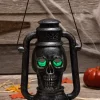 Silver Skull Lamp With 3 Color LED Light Up Eyes Decoration