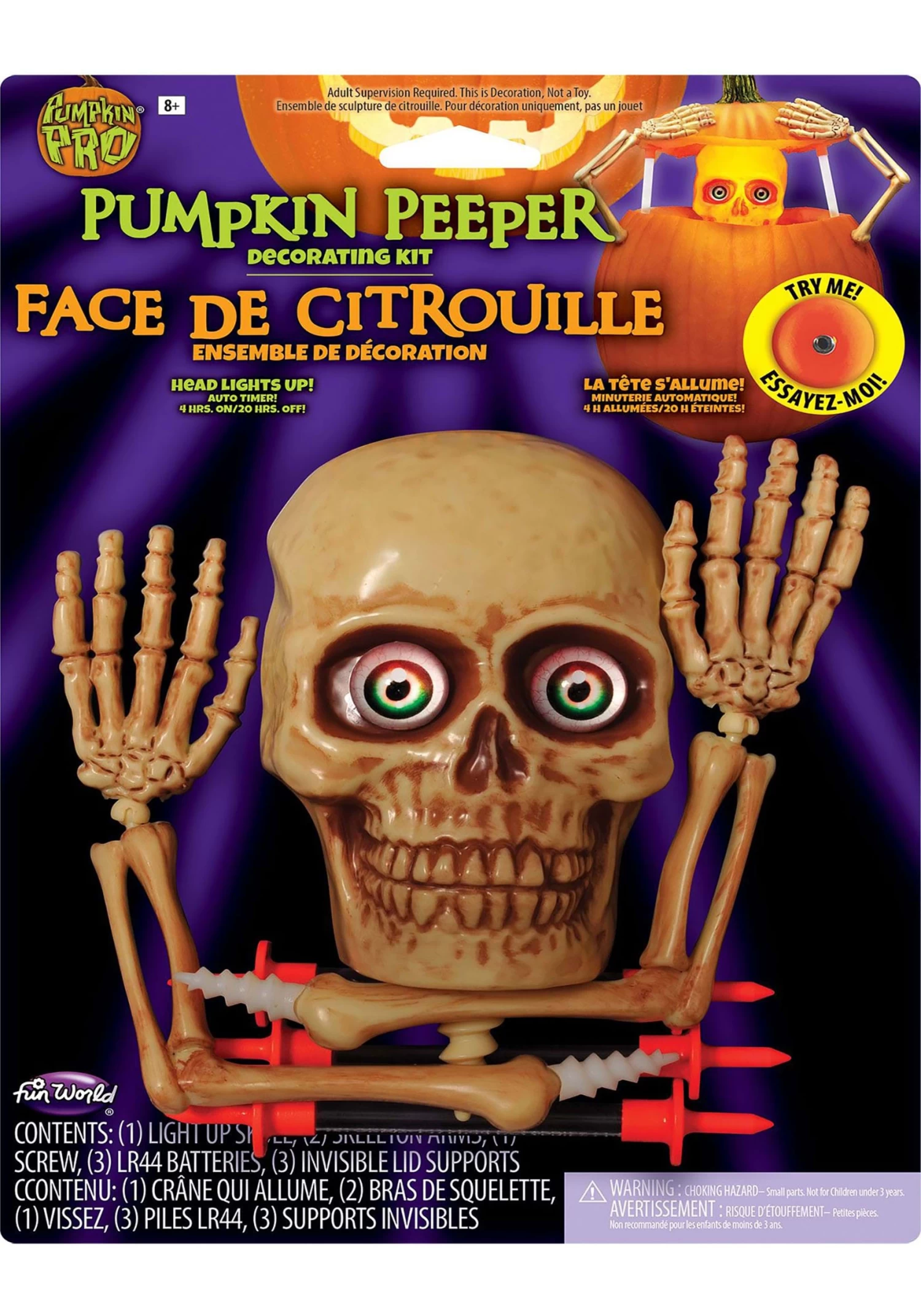 Fun World Light Up Skeleton Pumpkin Peeper Kit 3 Fun World Light Up Skeleton Pumpkin Peeper Kit - Image 3
