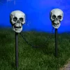 Set Of 4 Skull Pathway Lights Decoration