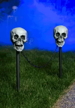 Set Of 4 Skull Pathway Lights Decoration