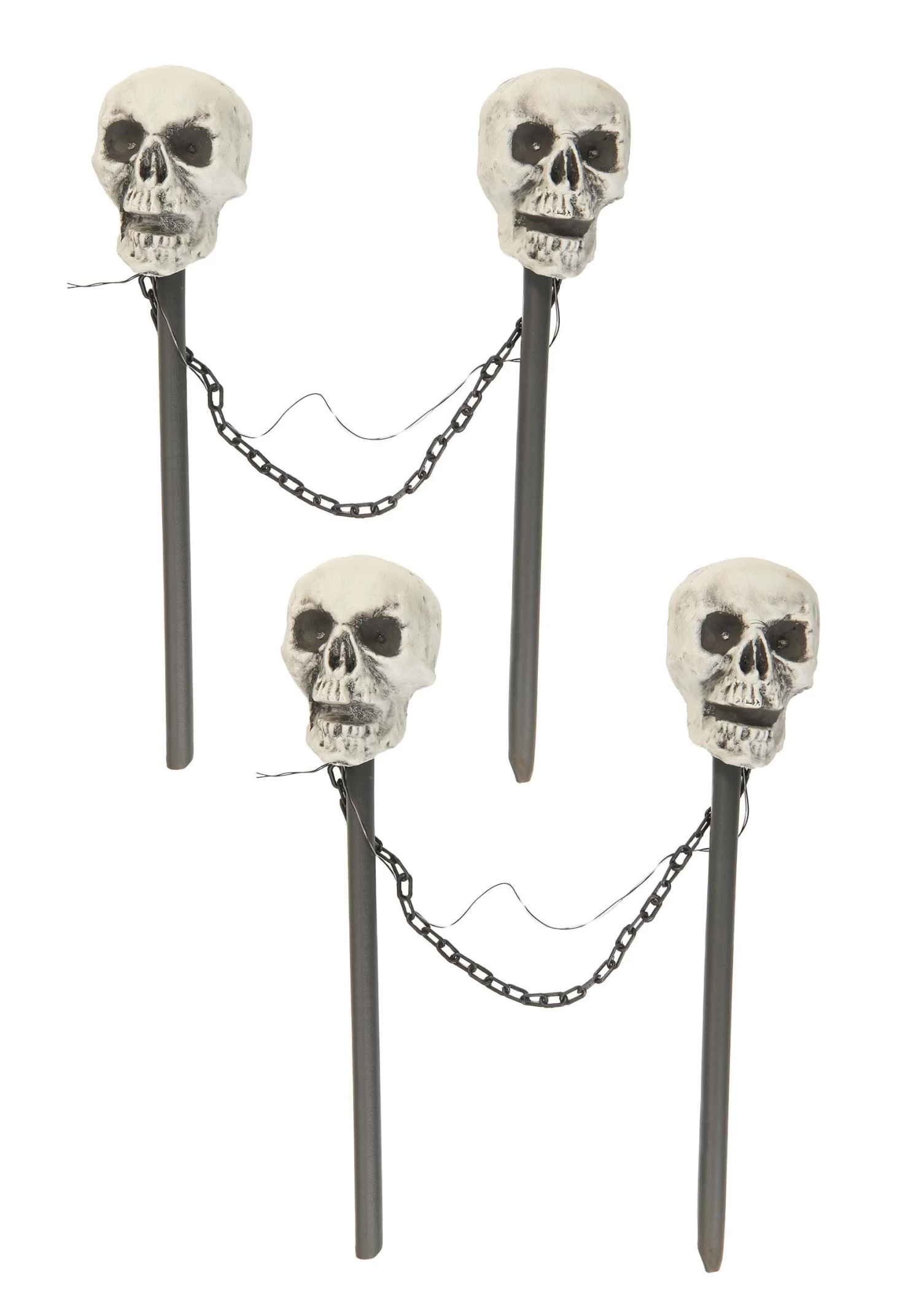 Set Of 4 Skull Pathway Lights Decoration 2 Set Of 4 Skull Pathway Lights Decoration - Image 2