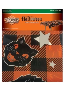 Vintage Halloween Black Cat Fabric Table Cover Decoration -Halloween Decoration Store vinatage halloween fabric tablecover alt 3