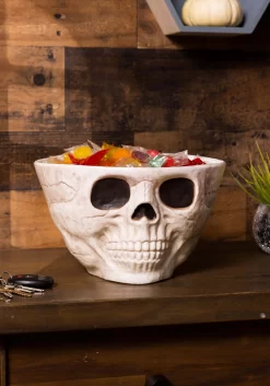 Wide Skull Head Candy Bowl Decoration