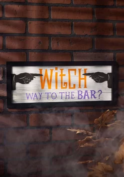 Wooden Witch Bar Halloween Sign Decoration